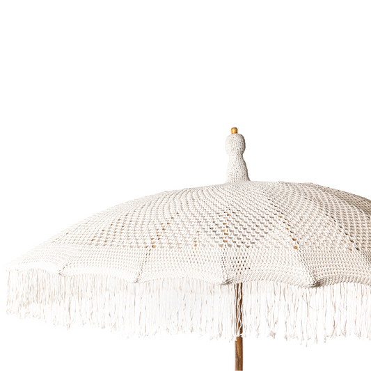 Parasol Suca — detalle del tejido macramé