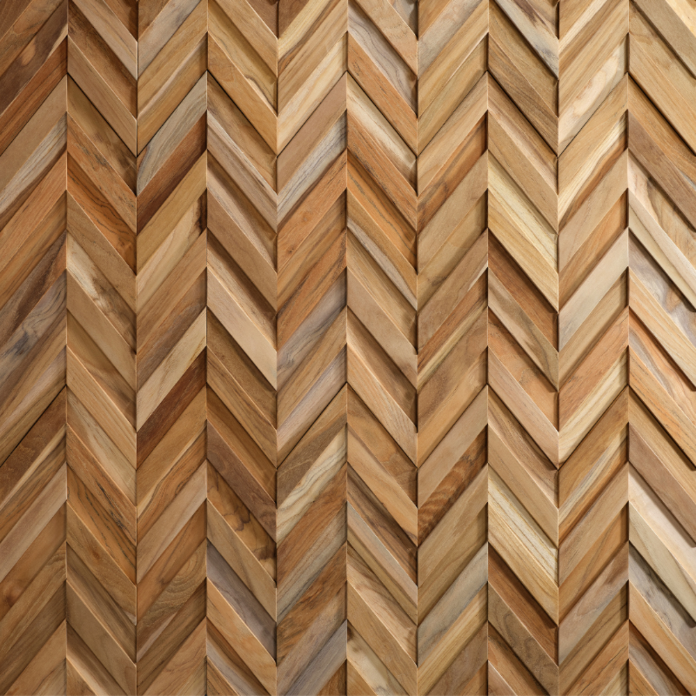 Teca Chevron - Panel de madera 3D UltraWood zigzag
