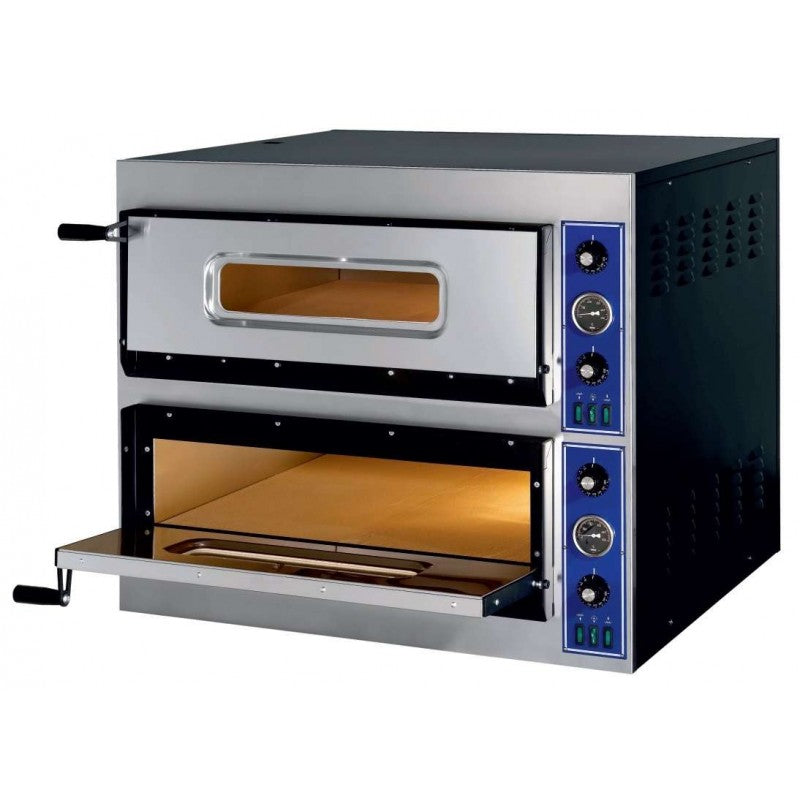 Horno de pizza eléctrico 2 cámaras 12 pizzas Ø33 cm