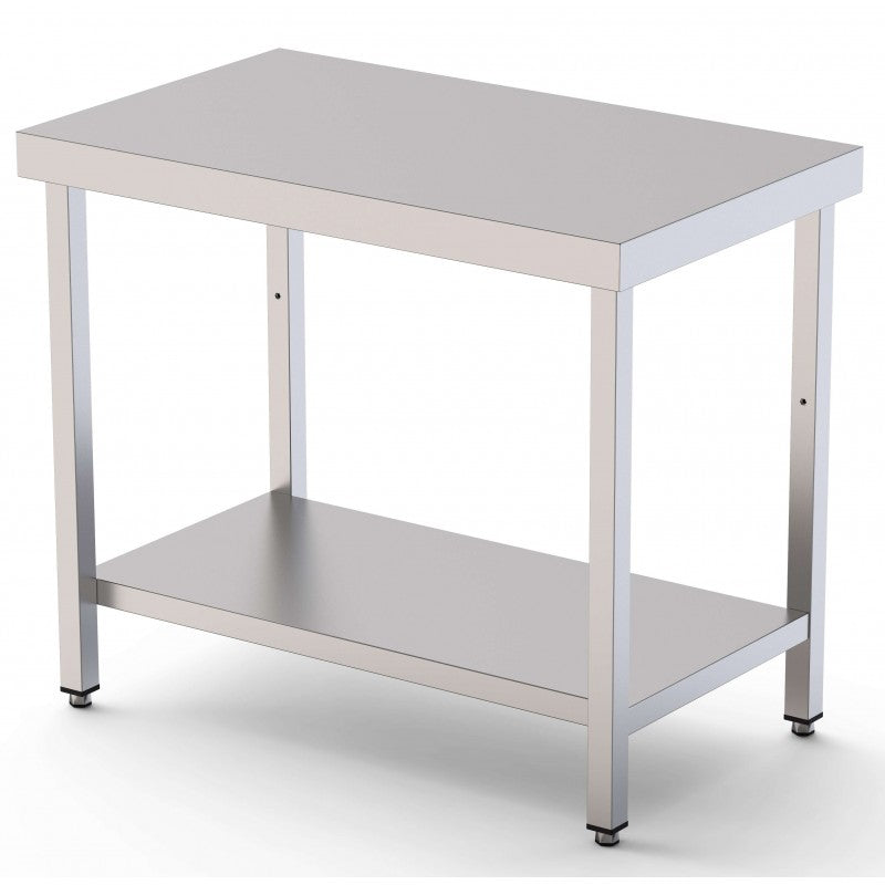 Mesa de trabajo inox con estante 1500×600 mm