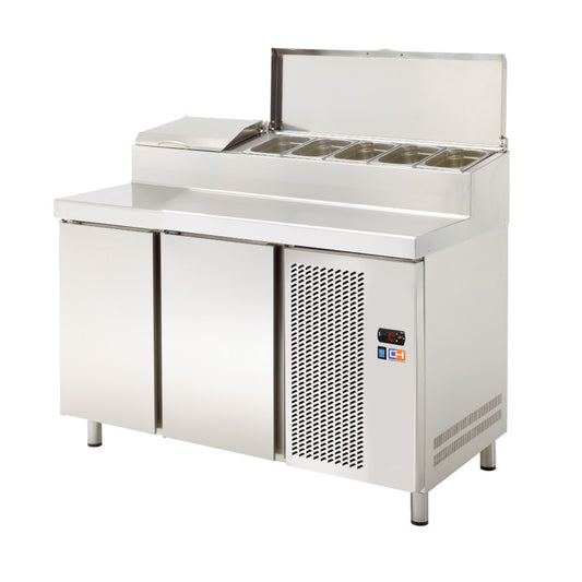 Mesa de pizza refrigerada con vitrina 1350 mm