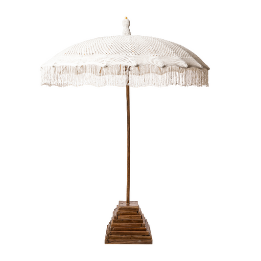 Parasol Suca Ø200 cm de macramé y madera — Taller de las Indias