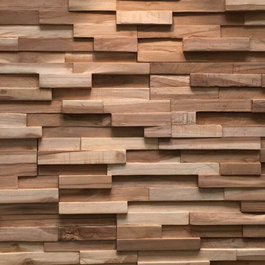 Teca Firenze panel pared 3D madera teca - vista frontal