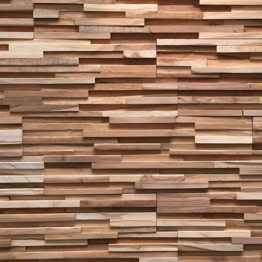 Teca Toscani panel pared 3D madera teca - vista frontal